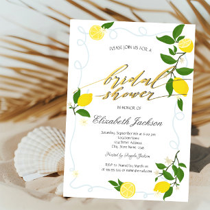 Watercolor Lemons Frame Bridal Shower  Invitation