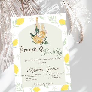 Watercolor Lemons Frame Brunch & Bubbly  Invitation