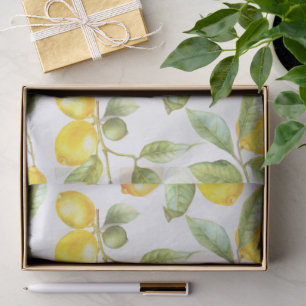 Watercolor Lemons Fresh Citrus Pattern Tissue Paper