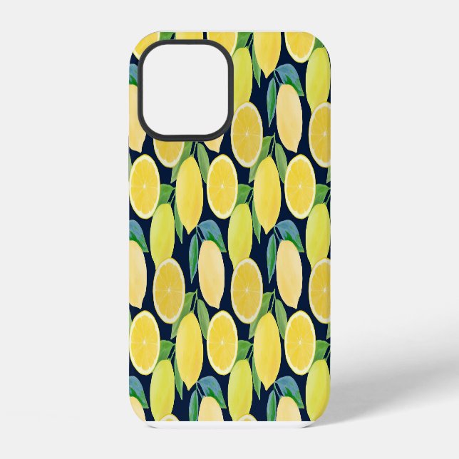 Watercolor Lemons: Fresh Pattern Illustration iPhone Case (Back)