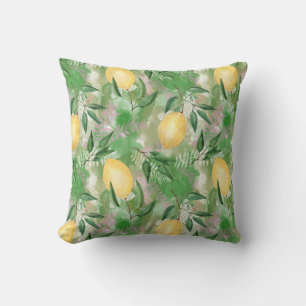 Watercolor lemons fruit citrus nature fresh yellow cushion