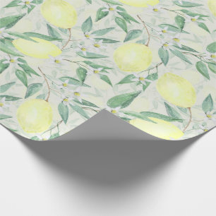 Watercolor lemons fruit citrus nature fresh yellow wrapping paper