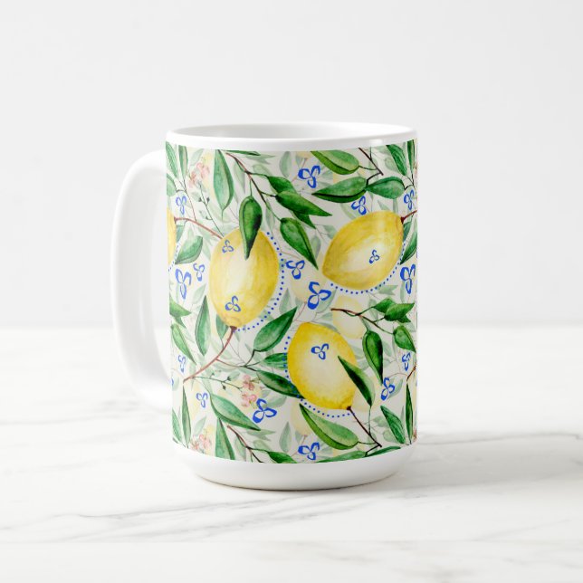 Watercolor lemons fruit coffee mug (Front Left)