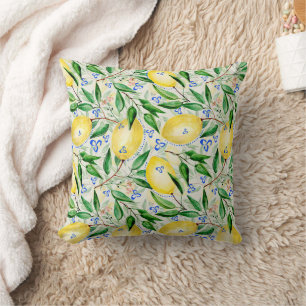 Watercolor lemons fruit cushion