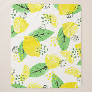 Watercolor Lemons: Fruitful Seamless Design Sherpa Blanket