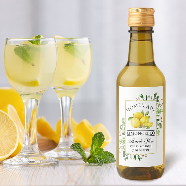 Watercolor Lemons Gold Limoncello Small Label (Customize to change text size, color or text style.)