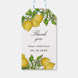 Watercolor lemons green background thank you gift tags