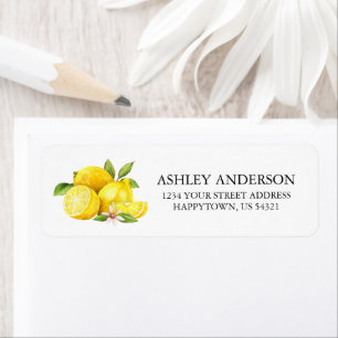 Watercolor Lemons Greenery Return Address
