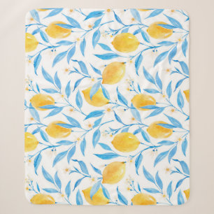 Watercolor lemons: hand-drawn pattern. sherpa blanket
