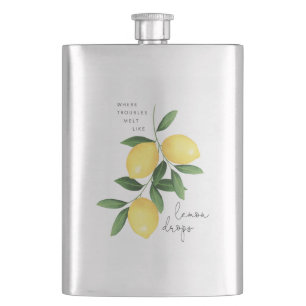 WATERCOLOR LEMONS HIP FLASK