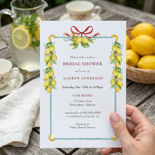 Watercolor Lemons Holiday Bridal shower Invitation