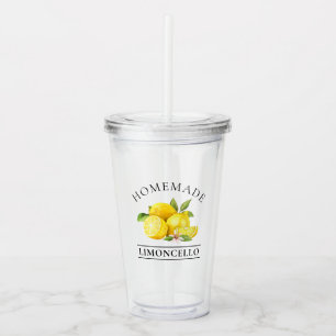 Watercolor Lemons Homemade Limoncello Acrylic Tumbler