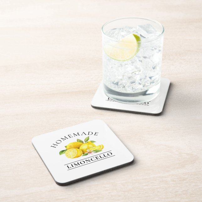 Watercolor Lemons Homemade Limoncello Coaster (Right Side)