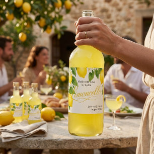 Watercolor Lemons Italian Limoncello Bottle Label