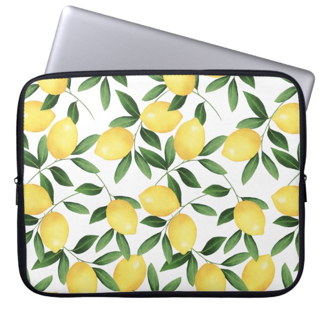 WATERCOLOR LEMONS LAPTOP SLEEVE (Front)