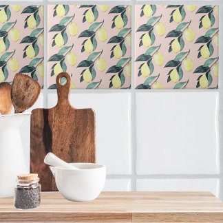 Watercolor Lemons & Leaves Yellow Seamless Pattern Tile