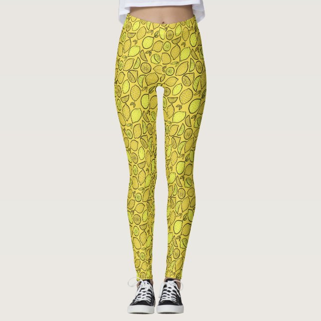 Watercolor Lemons Leggings (Front)