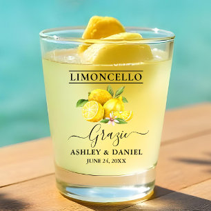 Watercolor Lemons Limoncello Wedding Grazie Shot Glass