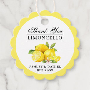 Watercolor Lemons Limoncello Wedding Scalloped Favour Tags