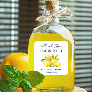 Watercolor Lemons Limoncello Wedding Square Sticker