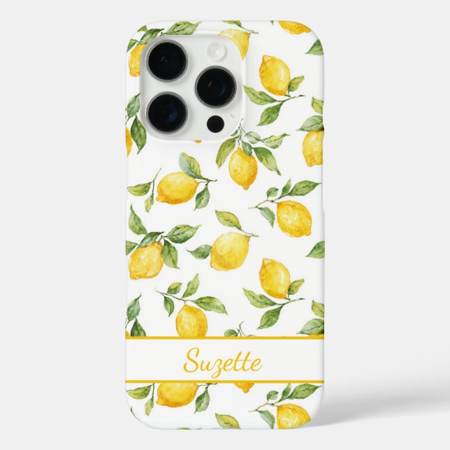 Watercolor Lemons Monogrammed Case-Mate iPhone Case (Back)