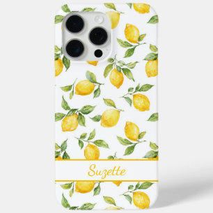Watercolor Lemons Monogrammed iPhone 15 Pro Max Case