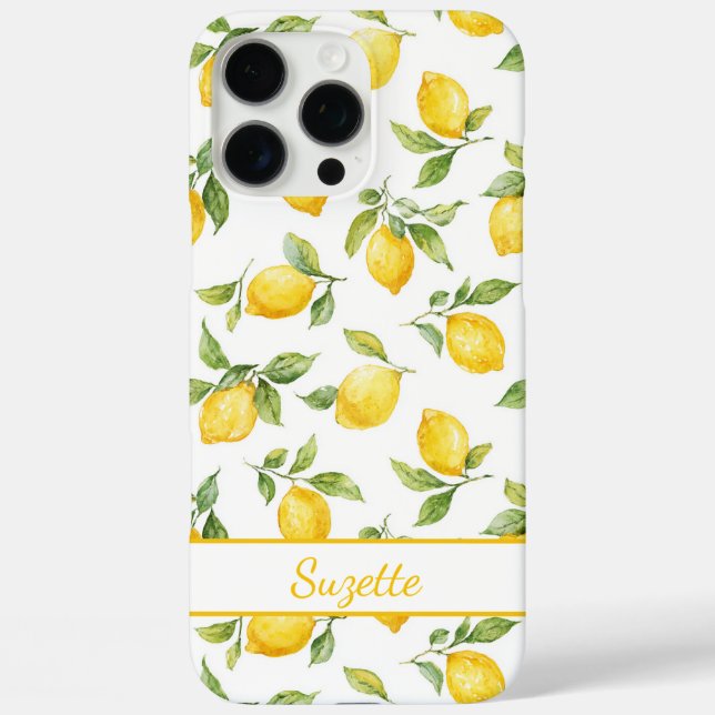 Watercolor Lemons Monogrammed Case-Mate iPhone Case (Back)