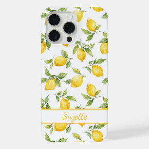 Watercolor Lemons Monogrammed iPhone 15 Pro Max Case