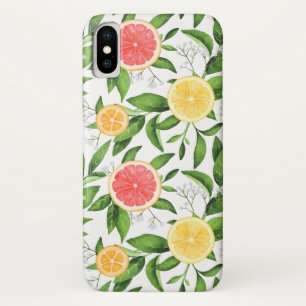 Watercolor Lemons, Oranges and Grapefruits Pattern iPhone X Case