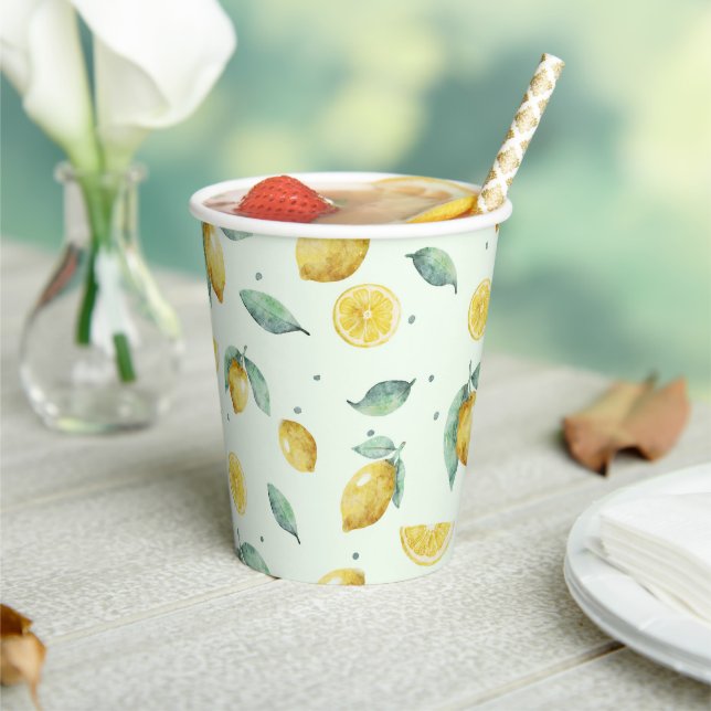 Watercolor Lemons  Paper Cups (Insitu)