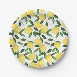 WATERCOLOR LEMONS PAPER PLATE