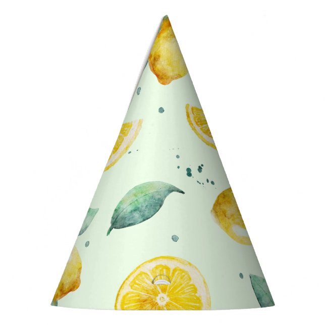 Watercolor Lemons Party Hat (Left)