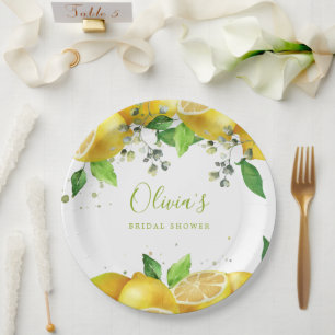 Watercolor Lemons Party Paper Plate