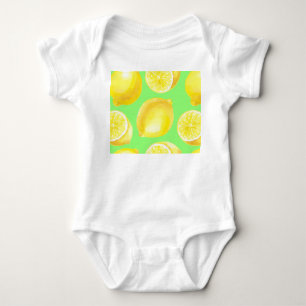 Watercolor lemons pattern baby bodysuit