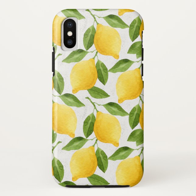 Watercolor lemons pattern Case-Mate iPhone case (Back)