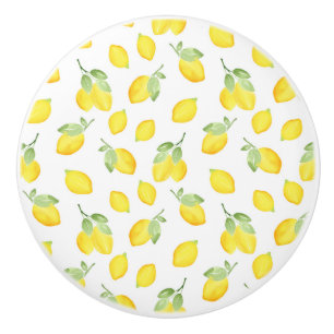 Watercolor Lemons Pattern Ceramic Knob