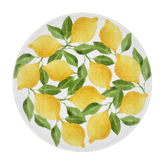 Watercolor lemons pattern cutting board