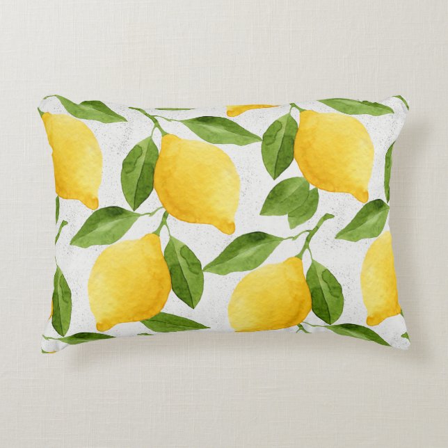 Watercolor lemons pattern decorative cushion (Front)