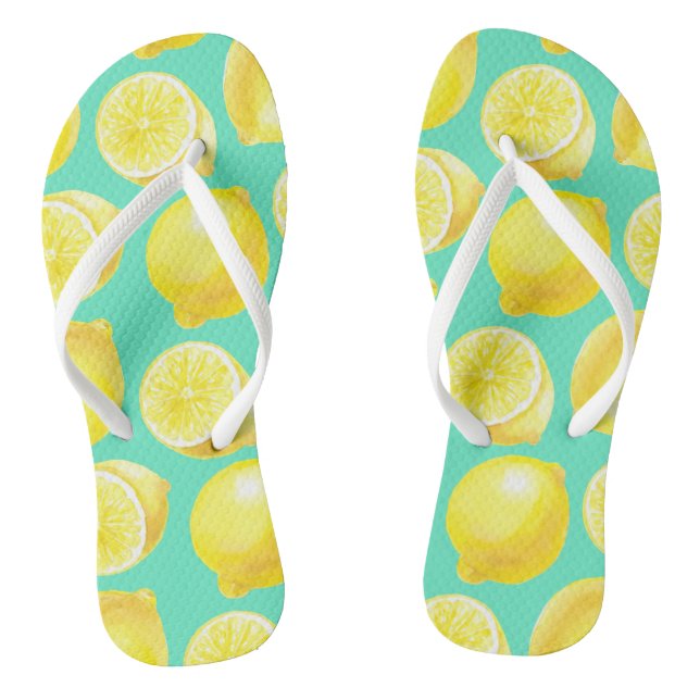 Watercolor lemons pattern flip flops (Footbed)