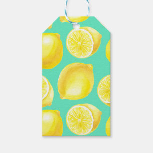 Watercolor lemons pattern gift tags