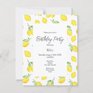 Watercolor Lemons Pattern Invitation
