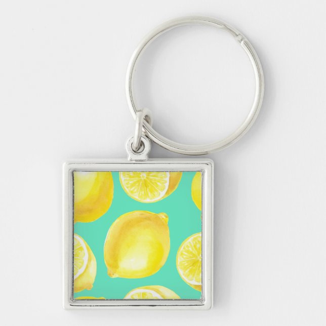Watercolor lemons pattern key ring (Front)