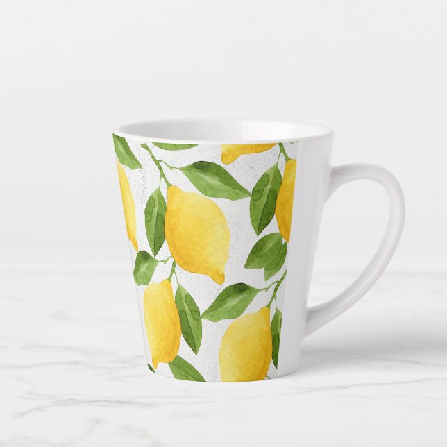 Watercolor lemons pattern latte mug (Right)
