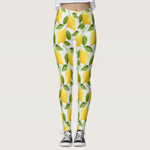 Watercolor lemons pattern leggings