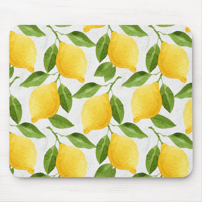 Watercolor lemons pattern mouse mat (Front)
