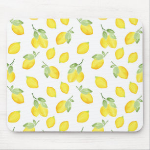 Watercolor Lemons Pattern Mouse Pad