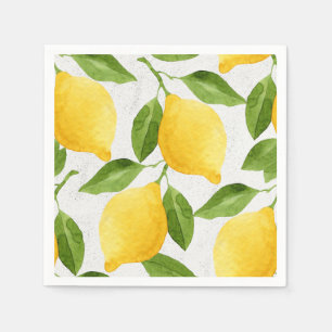 Watercolor lemons pattern napkin