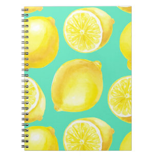 Watercolor lemons pattern notebook