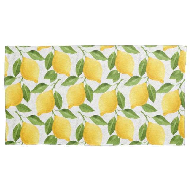 Watercolor lemons pattern pillowcase (Front)