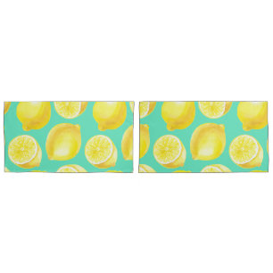 Watercolor lemons pattern pillowcase